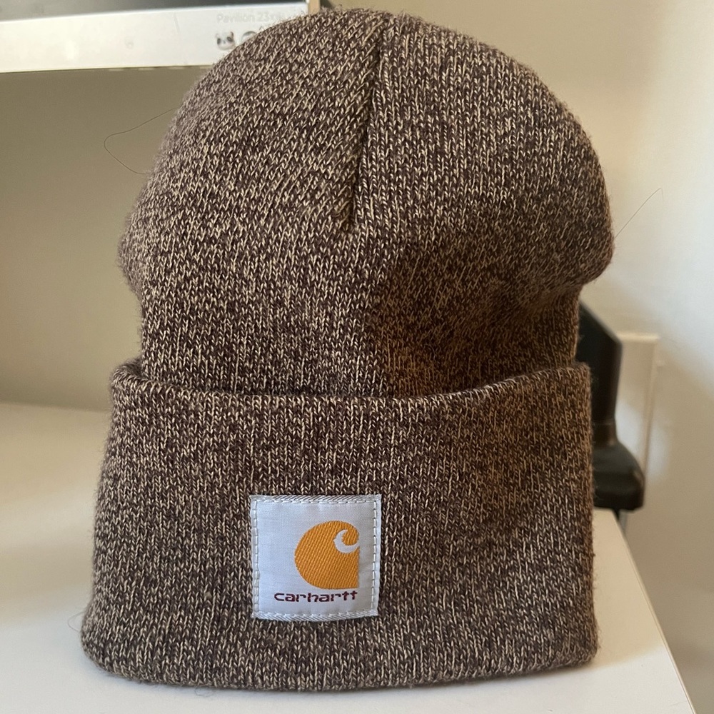 Carhartt Men's Knit Cuffed Beanie (Dark Brown/Sandstone)